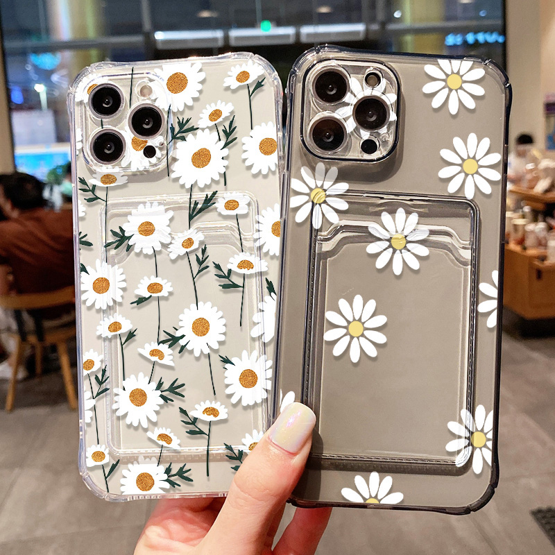 Phone Cases With Card Holder - Daisy Flower Phone Case For iPhone