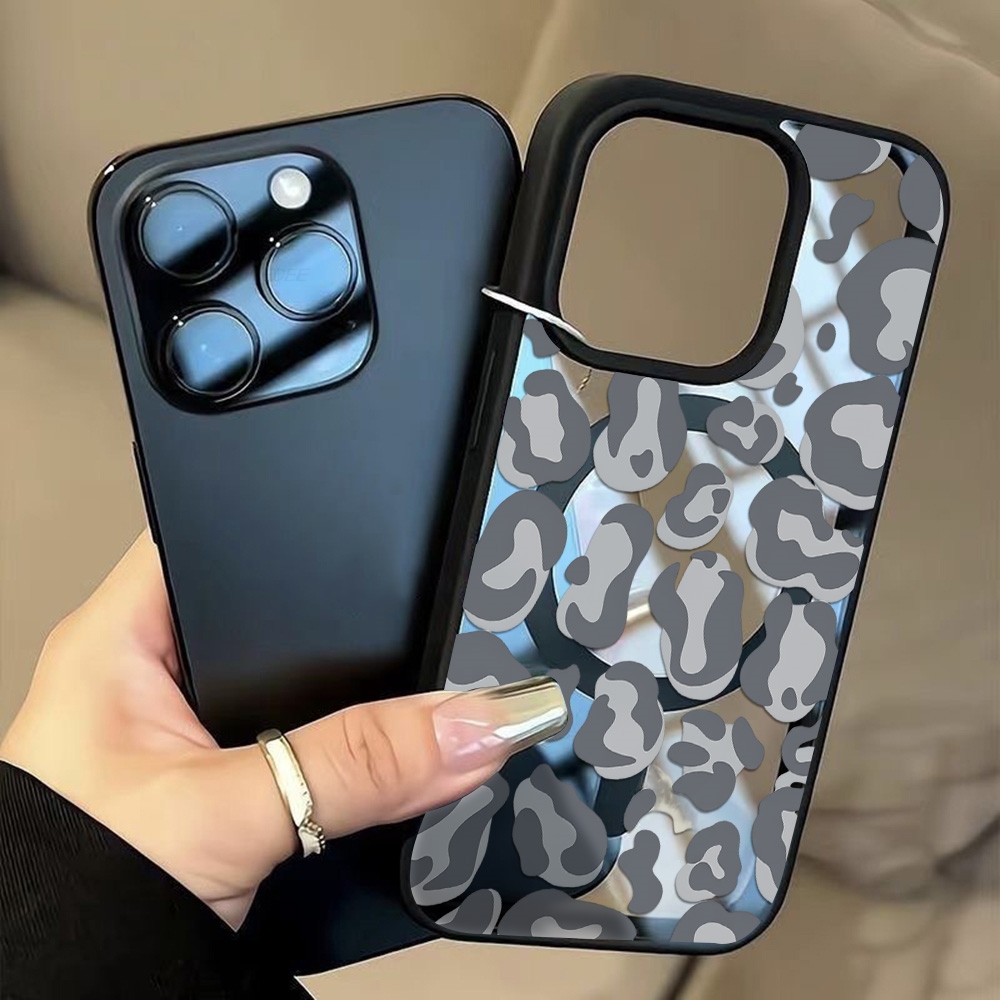 Clear Magsafe Case - Black Leopard Print Pattern Case For
