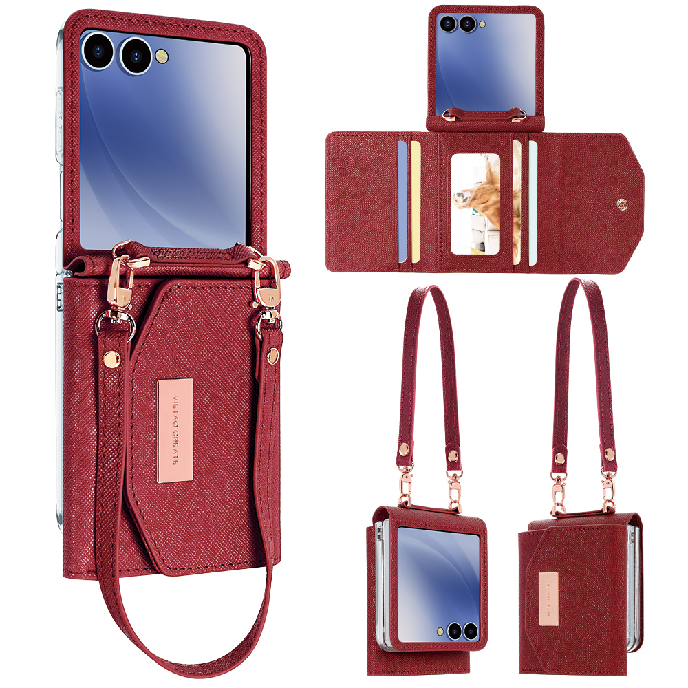 Phone Cases With Card Holder - VIETAO Dark Red PU Leather Wallet