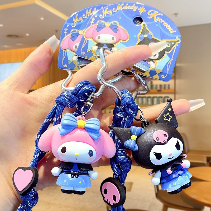 Phone Cases Rubber - Genuine Sanrio Cartoon Kuromi Bracelet Keychain