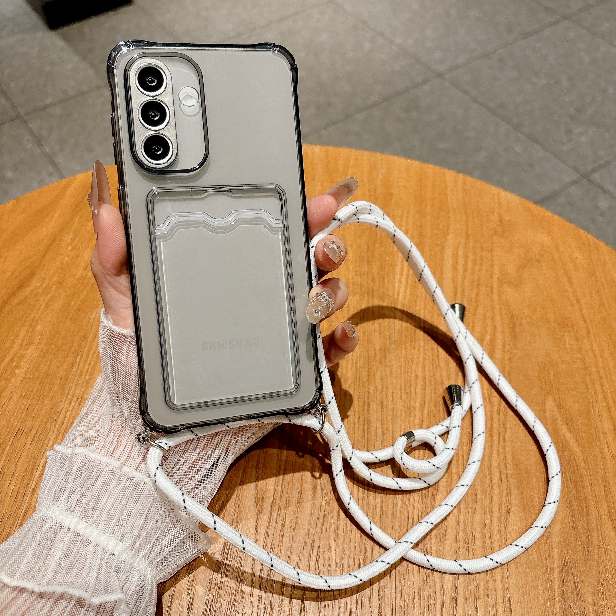 Light Gray Crossbody Strap Car - Phone Cases With Card Holder บทวิจารณ์และราคา