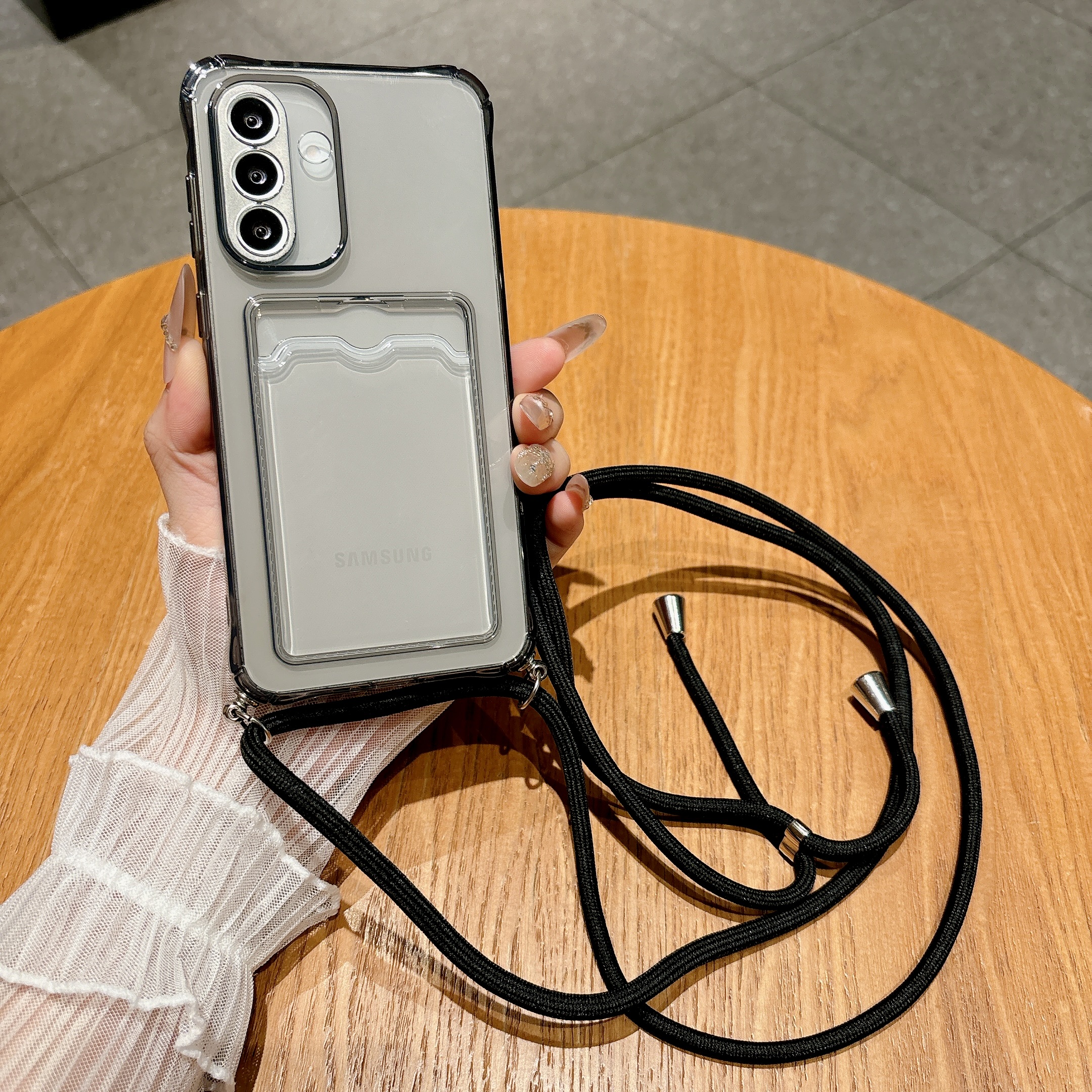 Light Gray Crossbody Strap Car - Phone Cases With Card Holder บทวิจารณ์และราคา