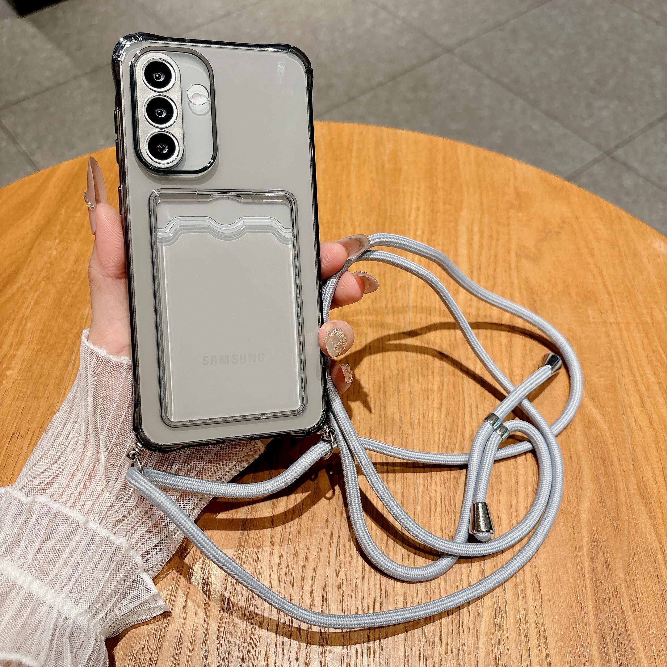 Light Gray Crossbody Strap Car - Phone Cases With Card Holder บทวิจารณ์และราคา