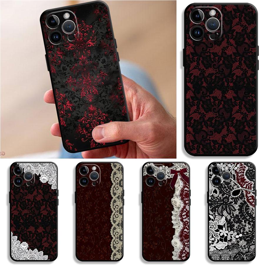Black And Red Sexy Lace Phone  - Phone Cases Xr บทวิจารณ์และราคา