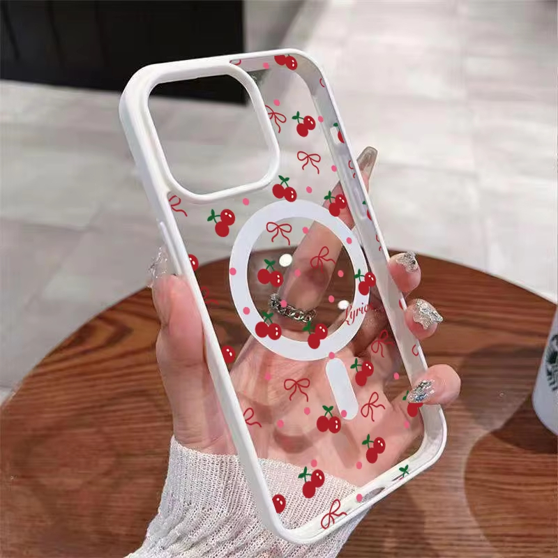 Red Cherry Printed Magnetic Ph - Phone Cases Like Loopy บทวิจารณ์และราคา