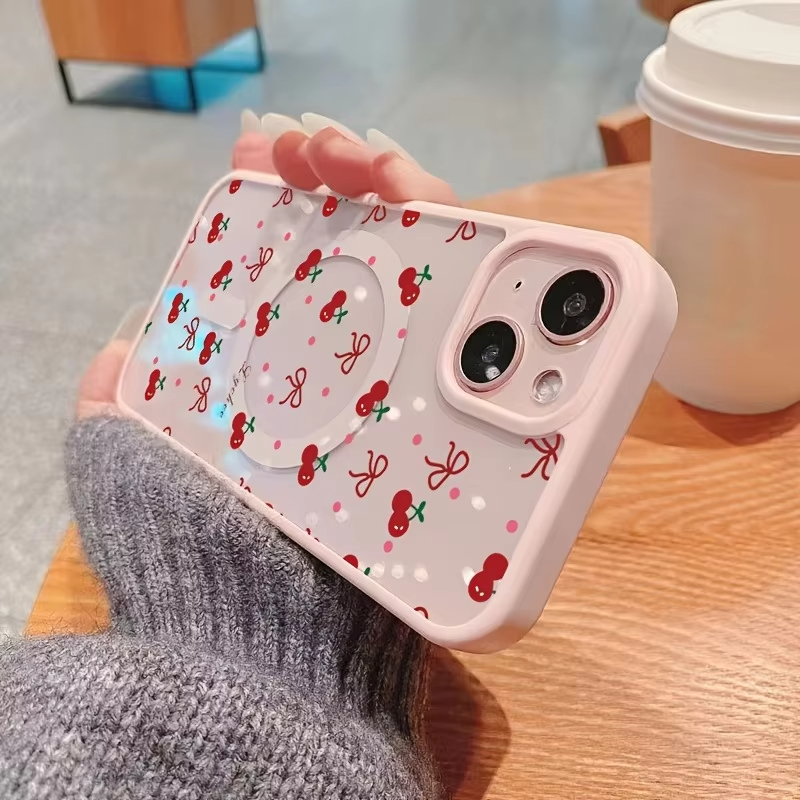 Red Cherry Printed Magnetic Ph - Phone Cases Like Loopy บทวิจารณ์และราคา