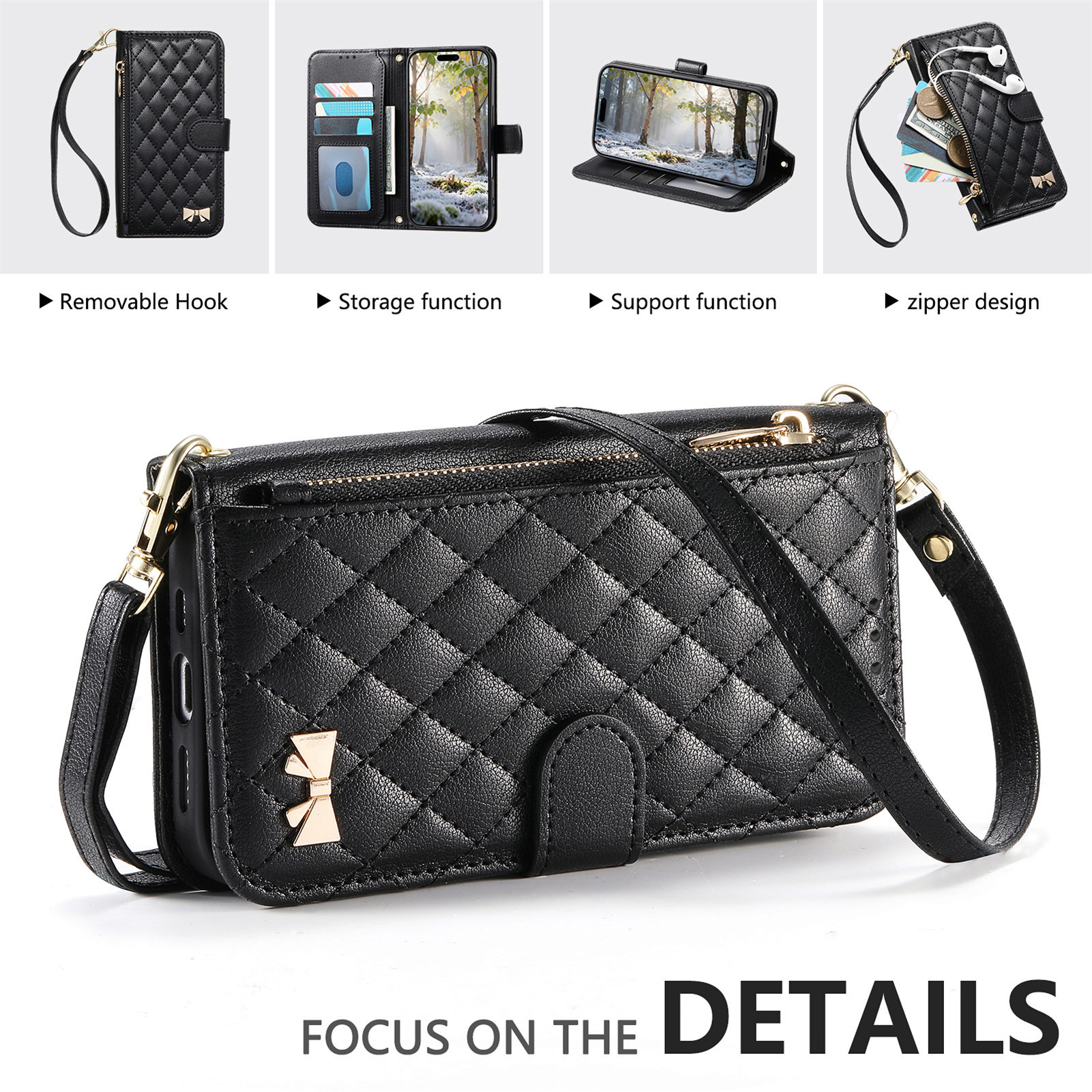 PU Leather Zipper Crossbody Wr - Phone Cases With Card Holder บทวิจารณ์และราคา