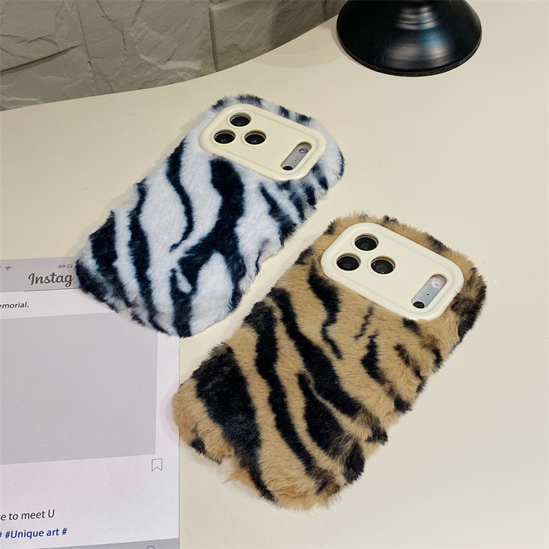 Luxury Zebra Pattern Fluffy Pl - Phone Cases 13 บทวิจารณ์และราคา