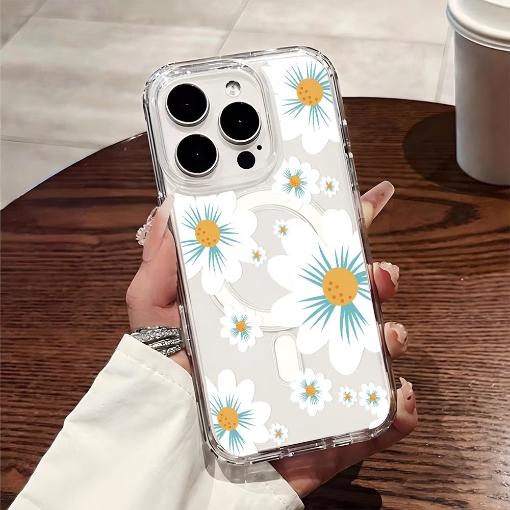 Floral Print Phone Case For iP - Clear Magsafe Case บทวิจารณ์และราคา