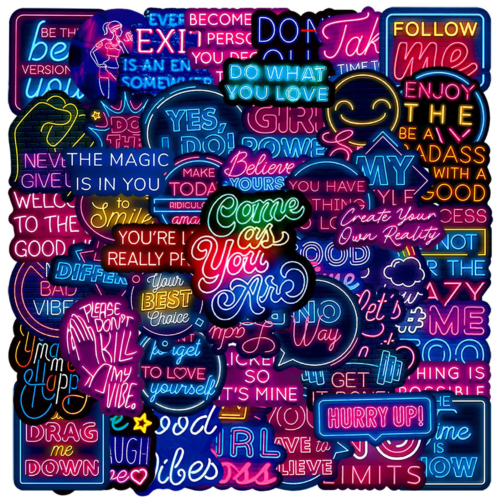 50pcs Neon Inspirational Text  - Phone Cases Quotes บทวิจารณ์และราคา