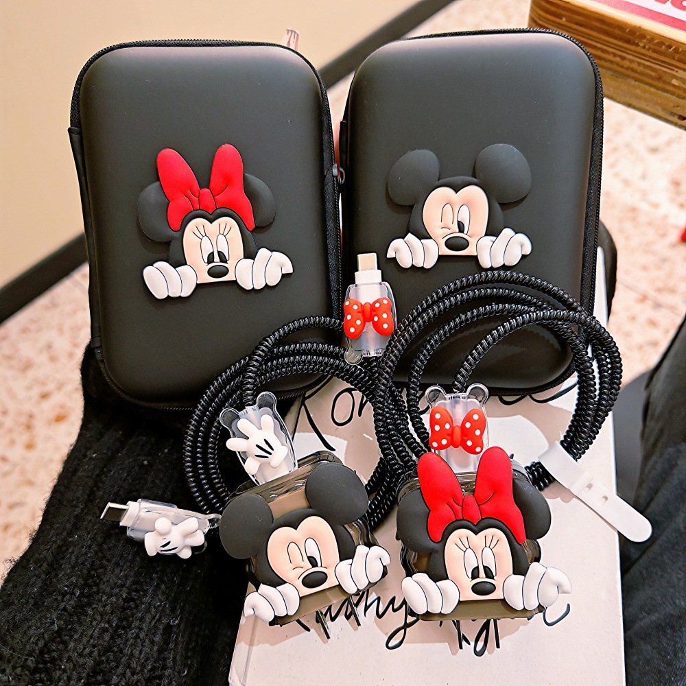 Cute Mickey Minnie Cable Prote - Phone Cases Rubber บทวิจารณ์และราคา