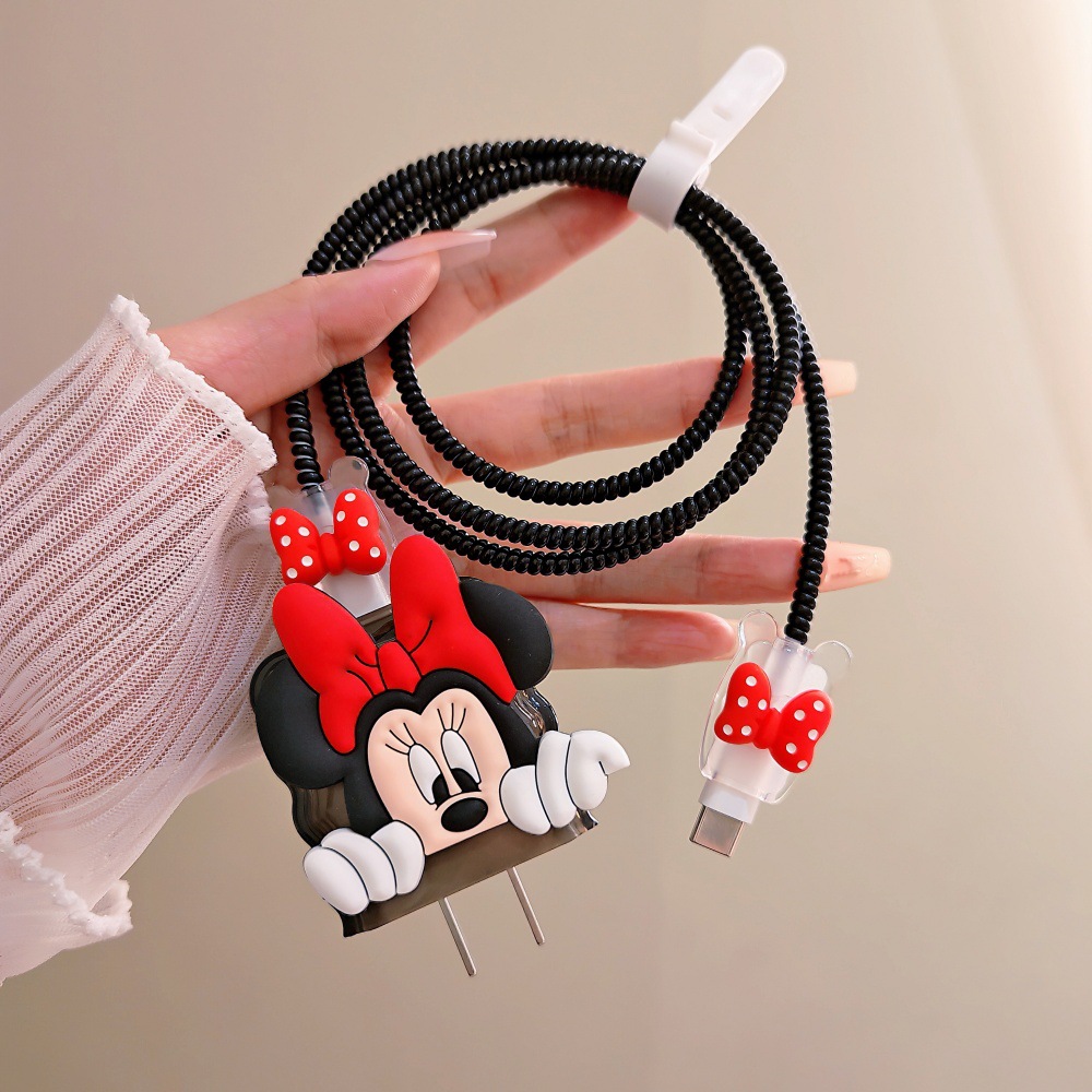Cute Mickey Minnie Cable Prote - Phone Cases Rubber บทวิจารณ์และราคา