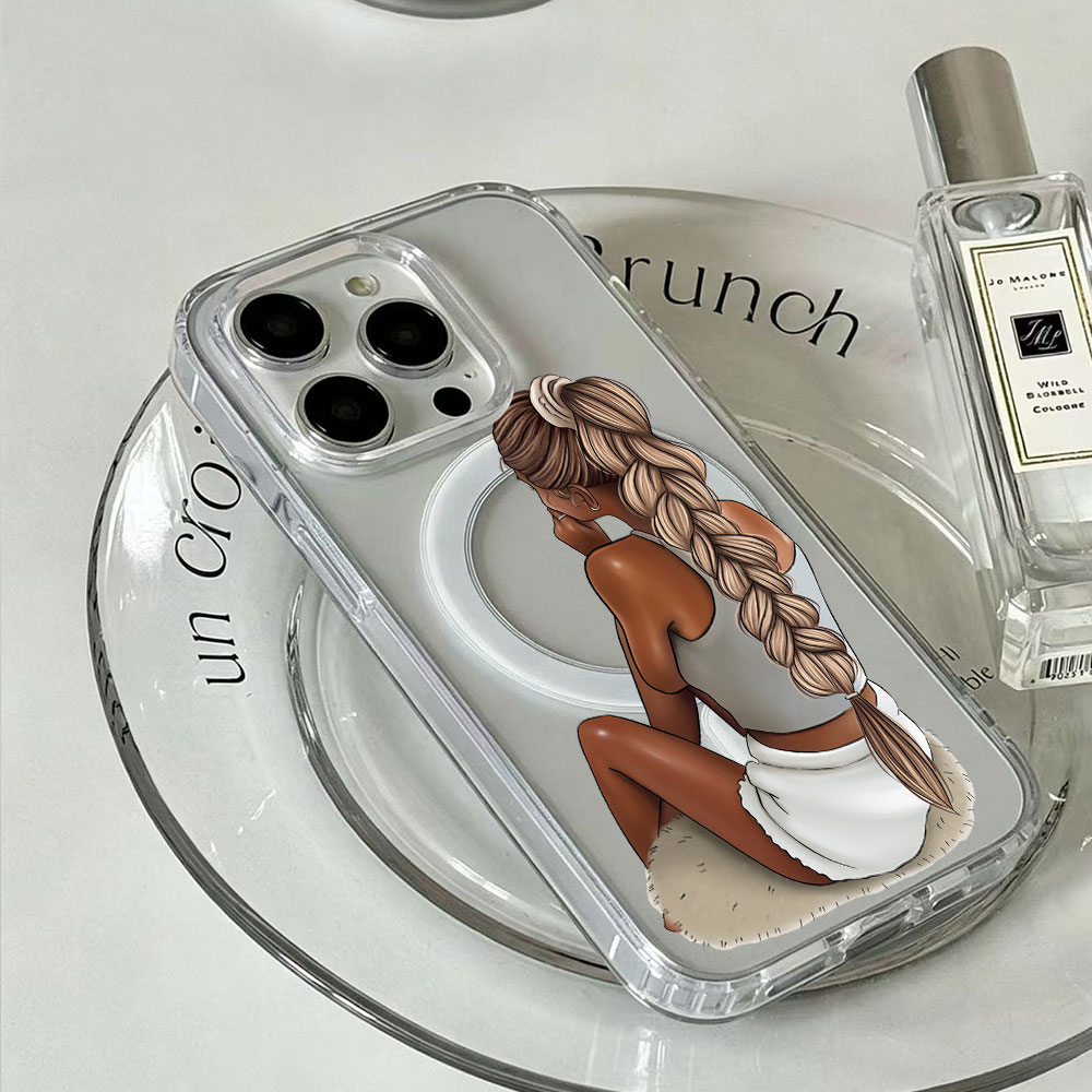 Dark Skin Fashion Woman For Ma - Clear Magsafe Case บทวิจารณ์และราคา