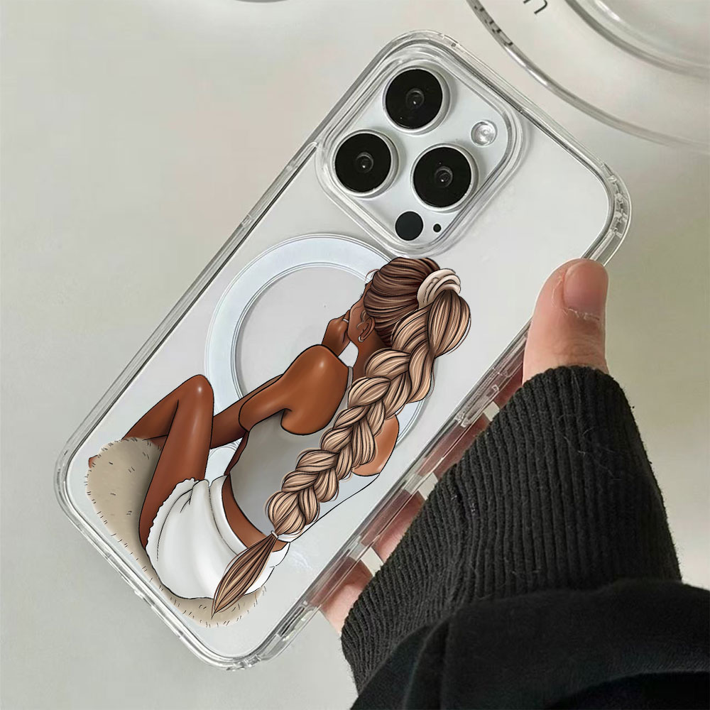 Dark Skin Fashion Woman For Ma - Clear Magsafe Case บทวิจารณ์และราคา