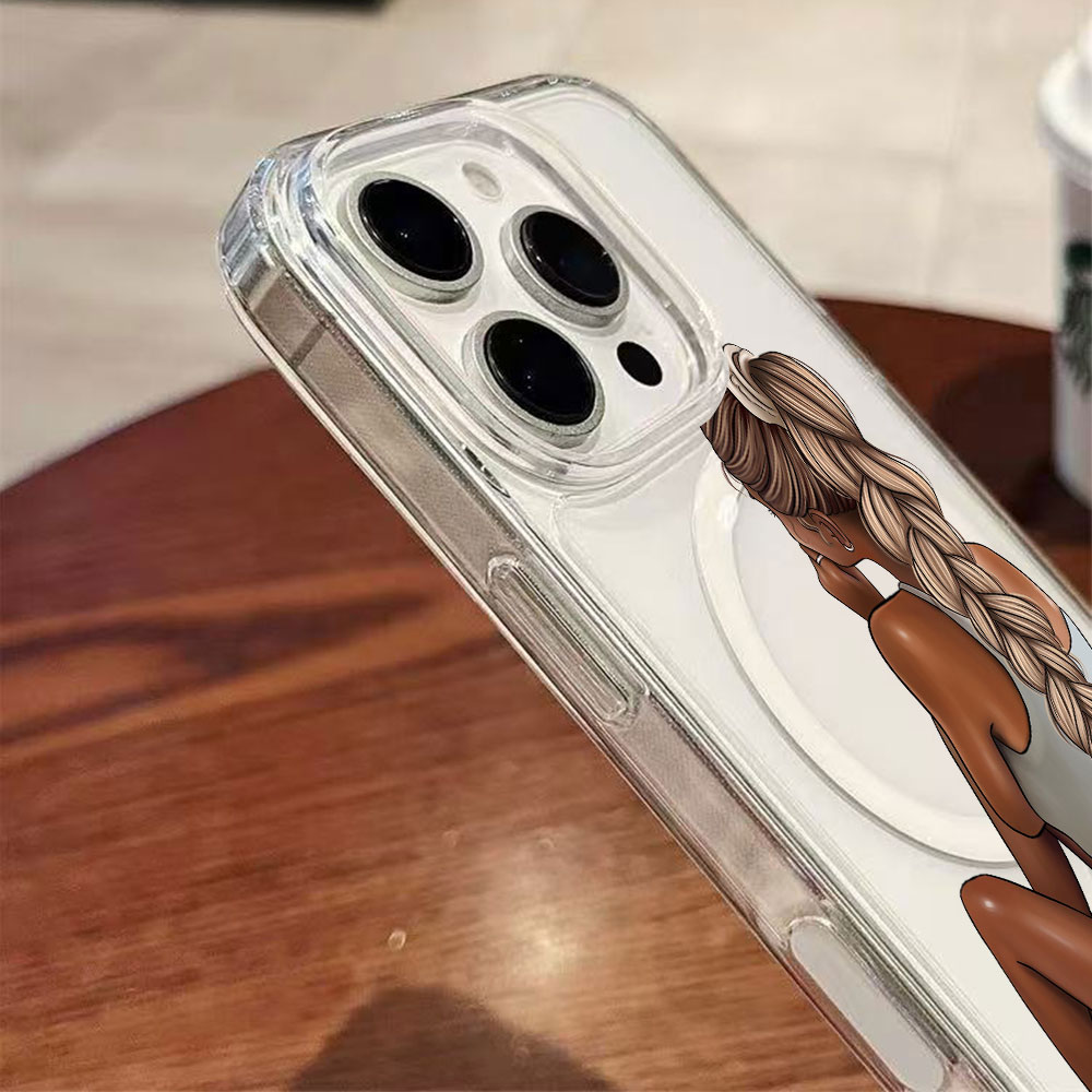 Dark Skin Fashion Woman For Ma - Clear Magsafe Case บทวิจารณ์และราคา