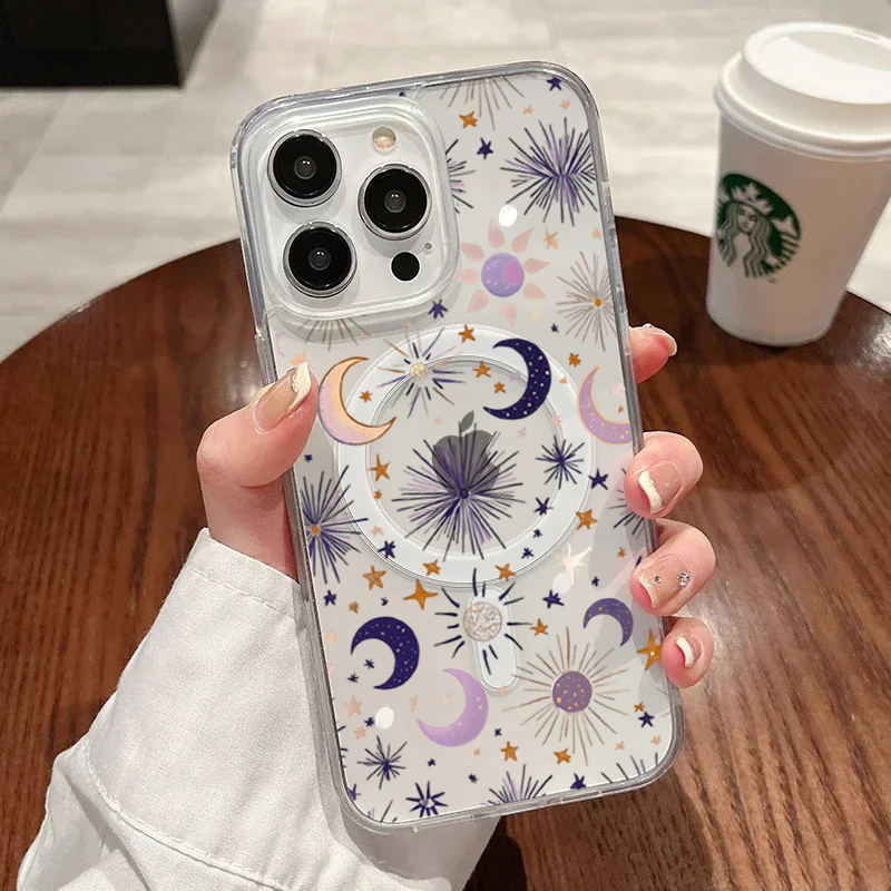 Romantic Sun Moon Stars Phone  - Clear Magsafe Case บทวิจารณ์และราคา