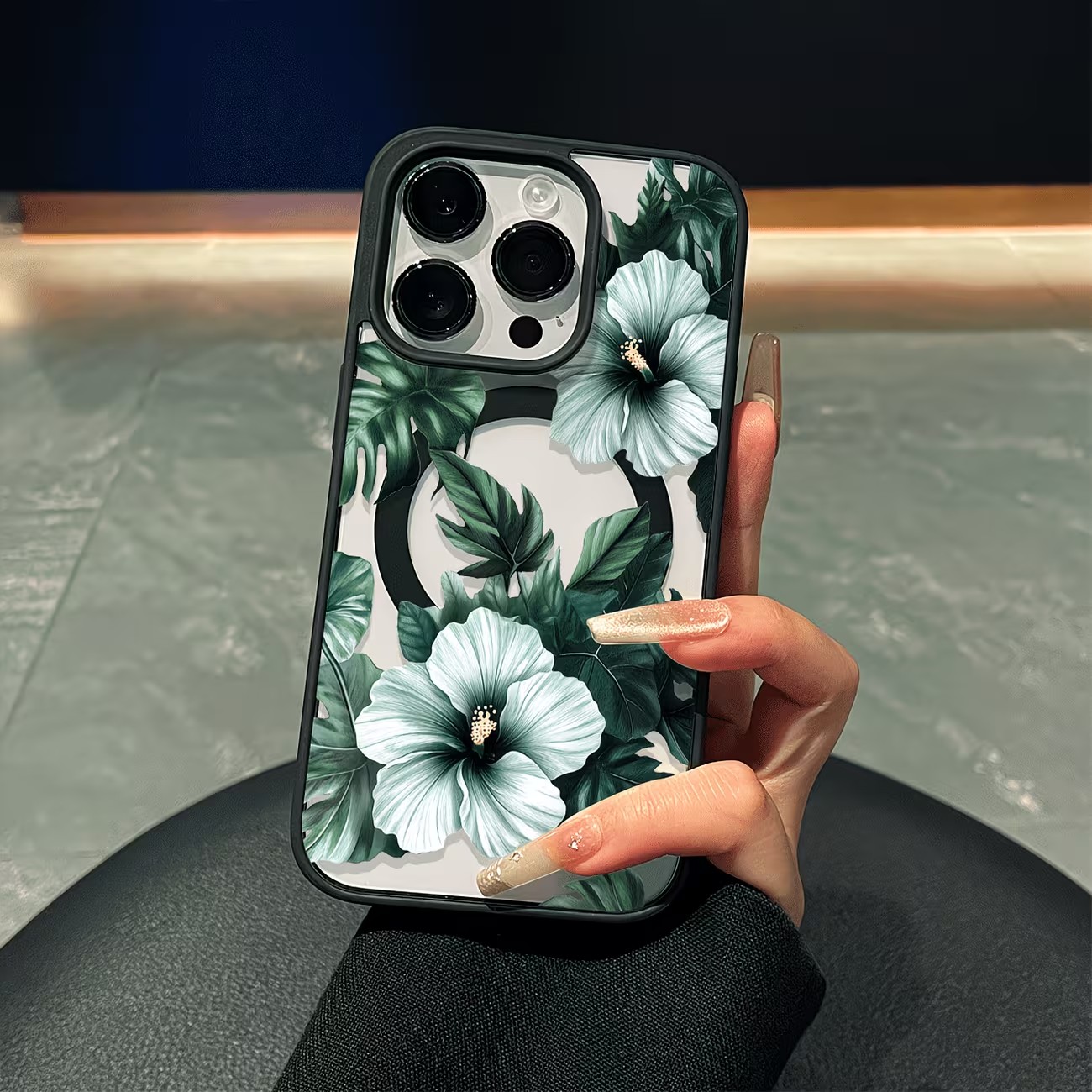 Green Floral Print Phone Case  - Phone Cases With Magnet บทวิจารณ์และราคา