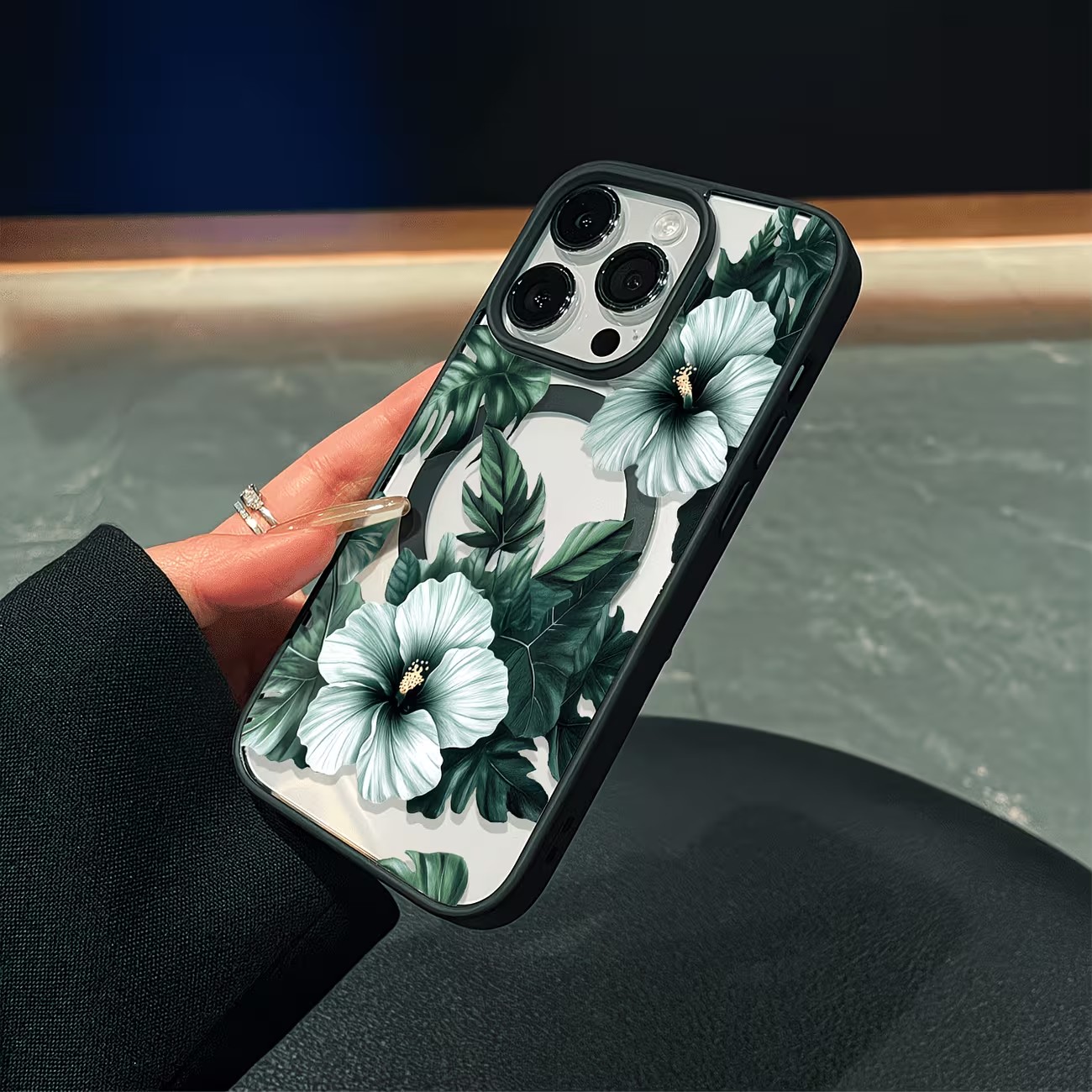 Green Floral Print Phone Case  - Phone Cases With Magnet บทวิจารณ์และราคา