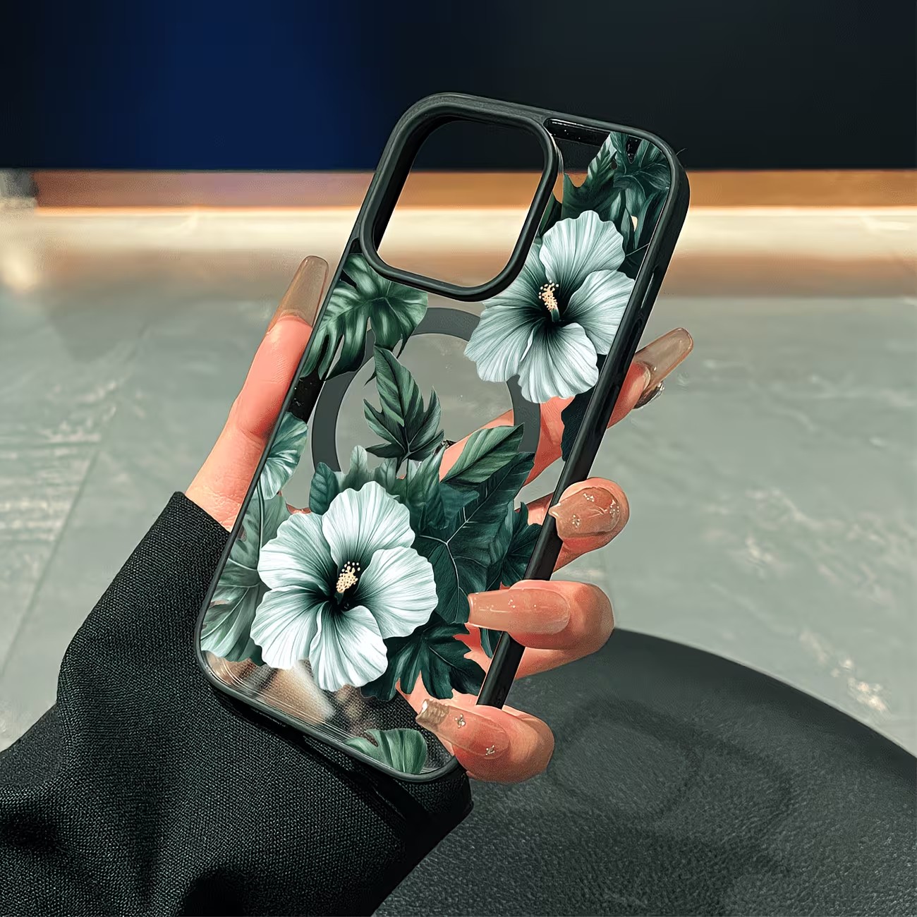 Green Floral Print Phone Case  - Phone Cases With Magnet บทวิจารณ์และราคา